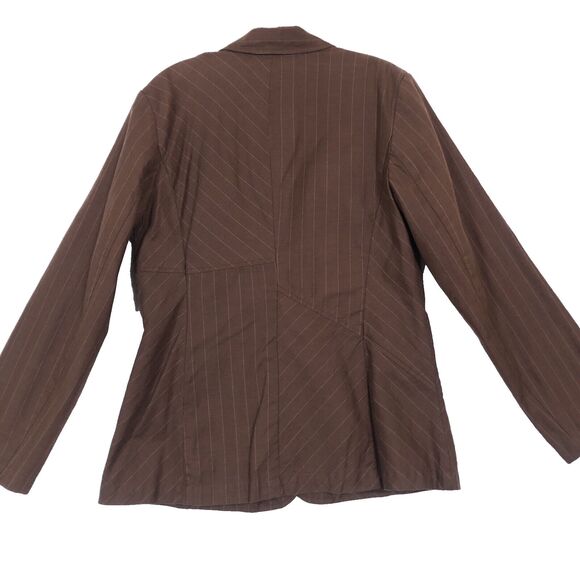 J Jill Pin Striped Skirt/12 Jacket/10 Suit Set Linen Blend Havana Brown Workwear - Picture 5 of 16